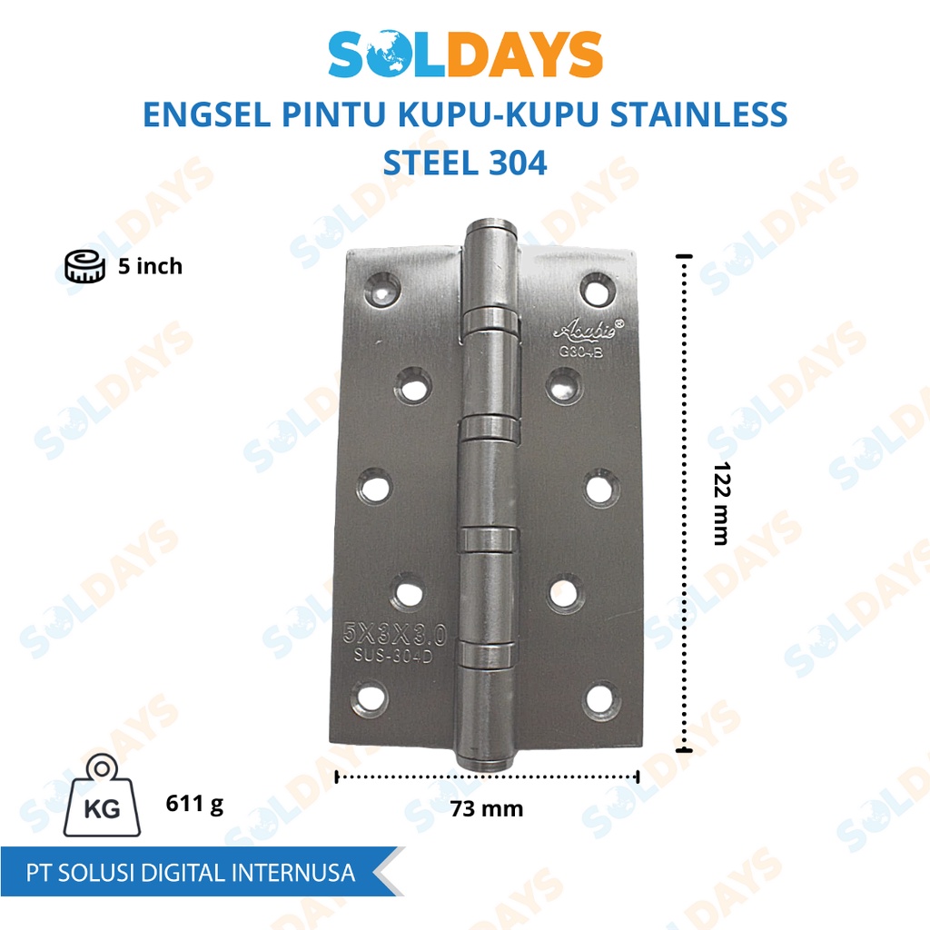 Engsel Pintu Kupu-Kupu Stainless Steel 304