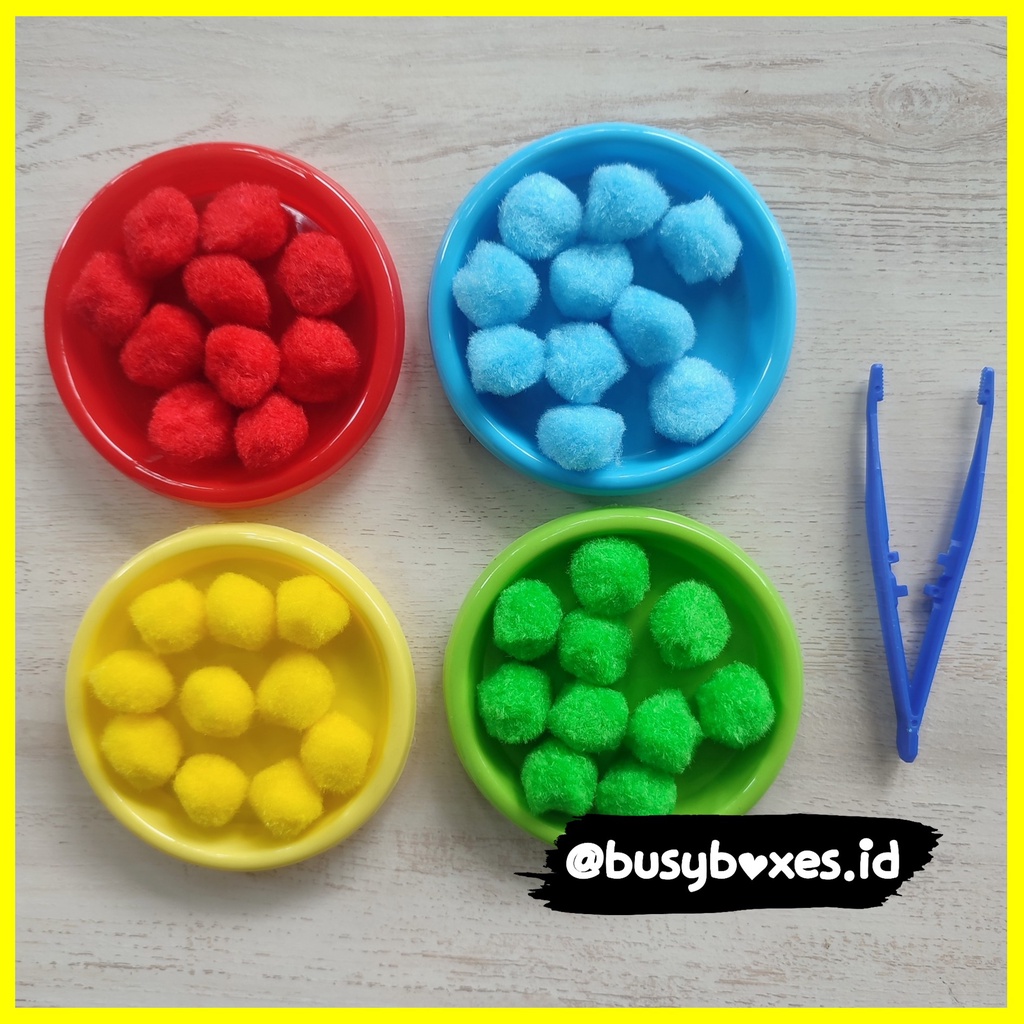 [busyboxes.id] sorting pompom sesuai dengan warna / aktivitas anak preschool TK / mainan edukasi murah