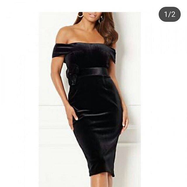 Eva Mendes black velvet dress