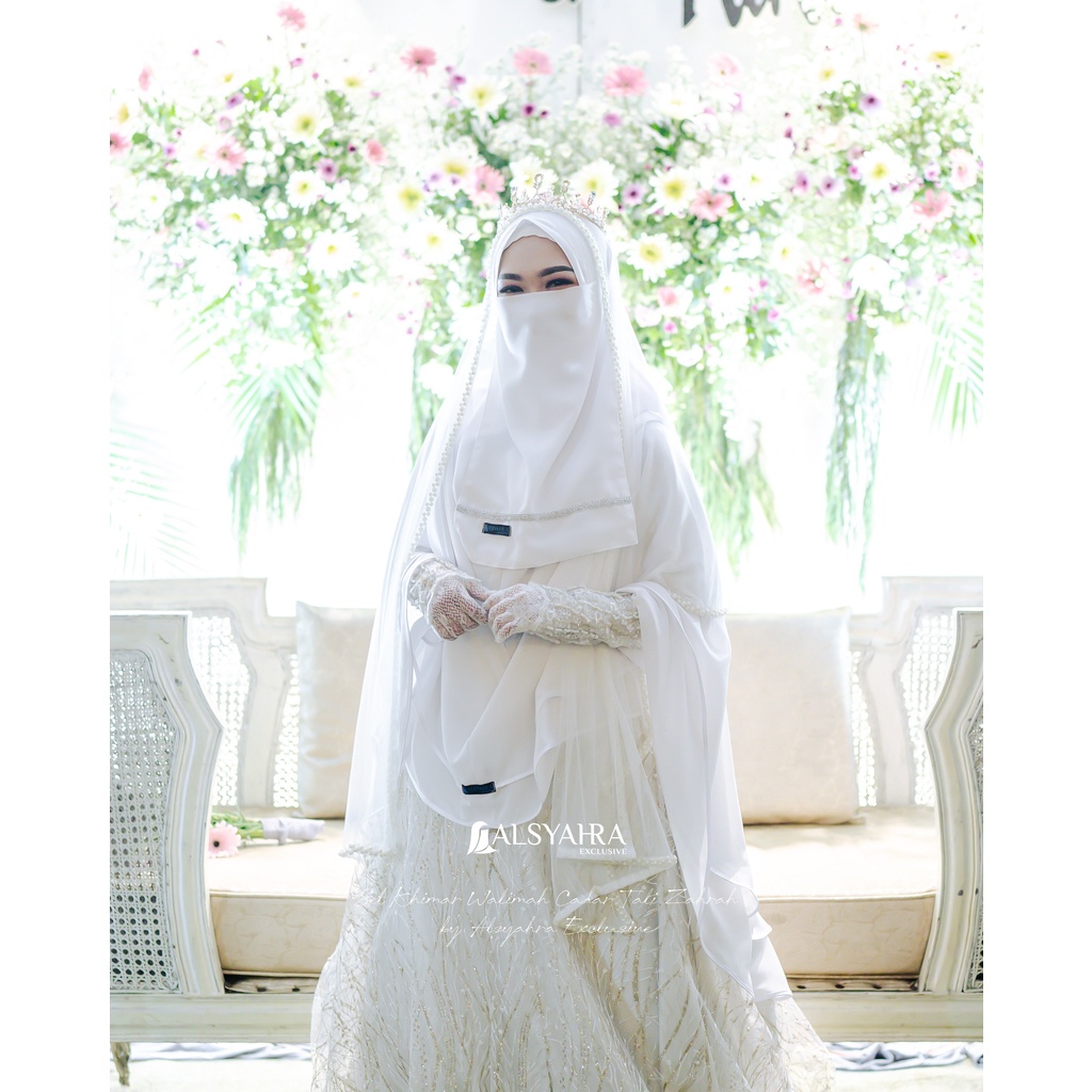 Alsyahra Exclusive Bundling Khimar Walimah Bisban 2 Layer XL Cadar Tali Walimah Zahrah