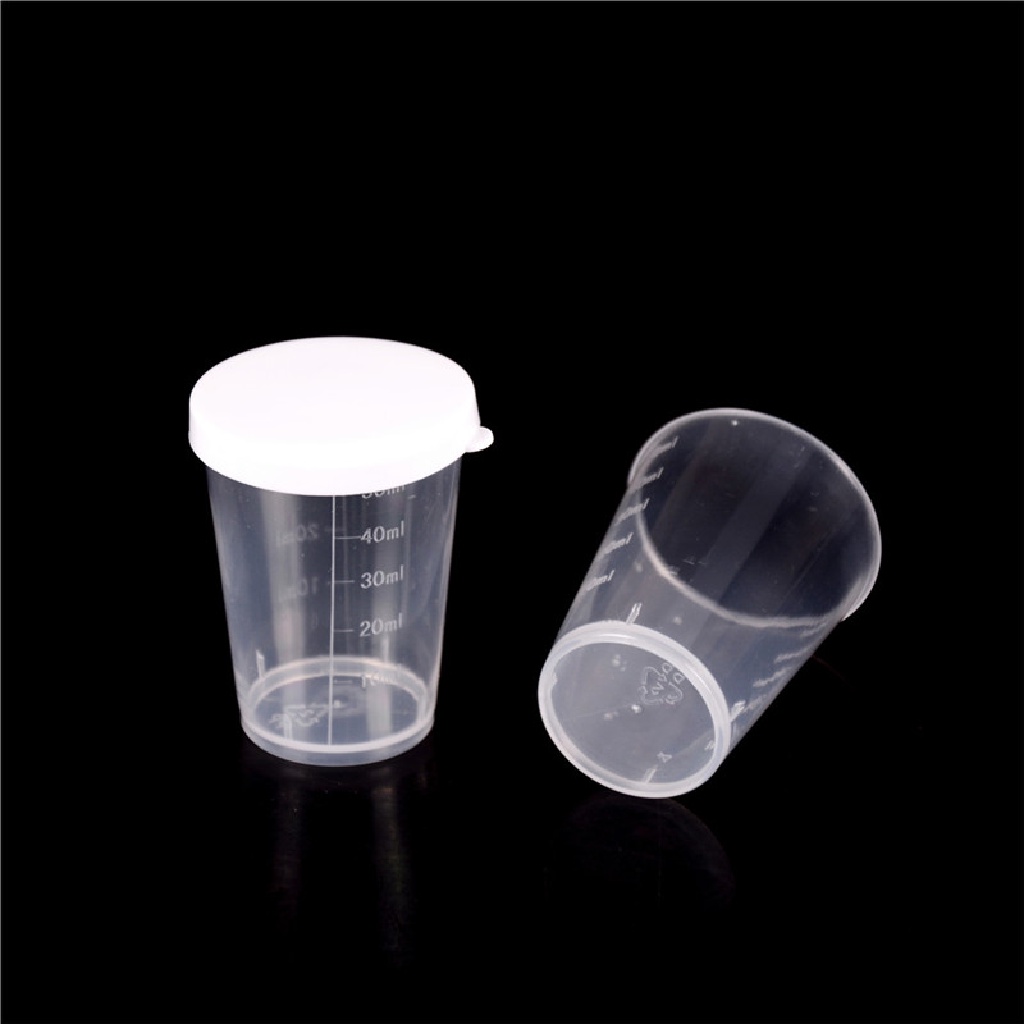 // justenjoyingg.id // 10Pcs 50ml Plastic Liquid Measuring Cups Measuring Container with Cap ~