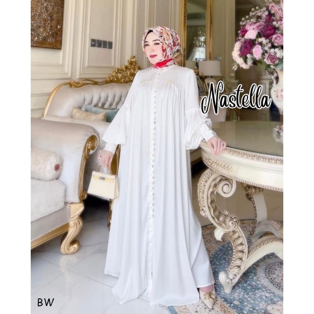 NASTELLA  gamis pesta mewah gaun walimatul bridemaid seragam lebaran casual gamis raya lebaran