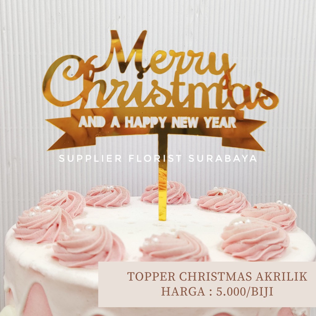 [BACA DESKRIPSI DULU] TOPPER SISIPAN HIASAN TANCAPAN KUE AKRILIK ACRYLIC MERRY CHRISTMAS NATAL TAHUN BARU NEW YEAR