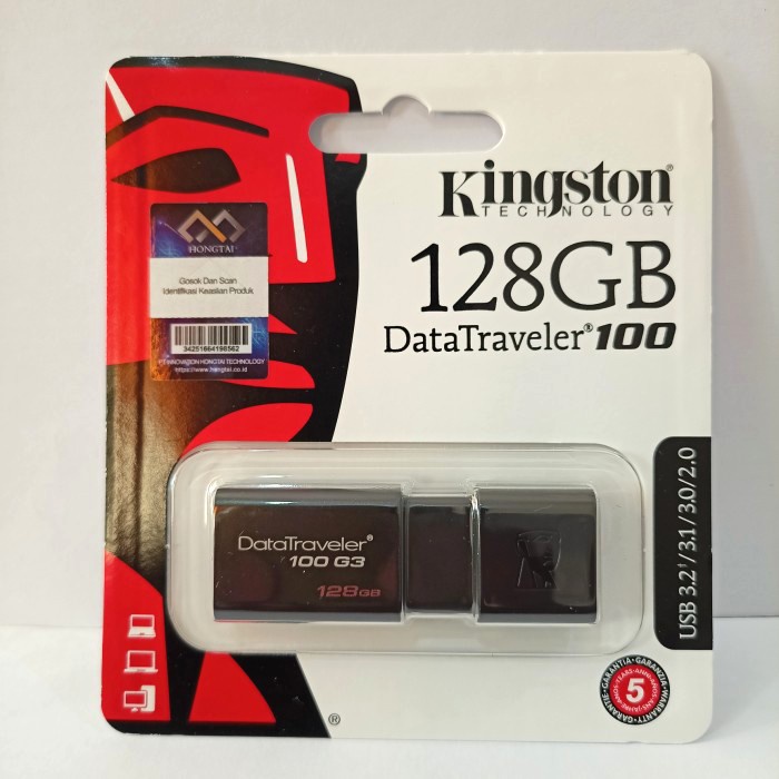 serbaadacs Flashdisk Kingston 128GB USB 3.2 DT100G3 original