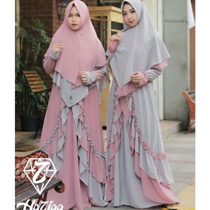 gamis cardigan set hijab jumbo ld 110 bahan ceruty premium bb 80 kg kebawah