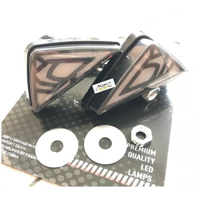 Lampu sen tempel Motif segitiga model LED motor fairing R15 R25 Ninja 250 Vixion CB250R  DLL