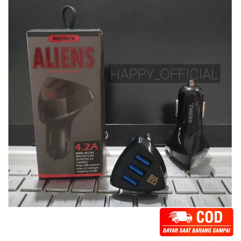 SAVER MOBIL REMAX ALIENS 3USB PORT 4.2A KUALITAS BAGUSS