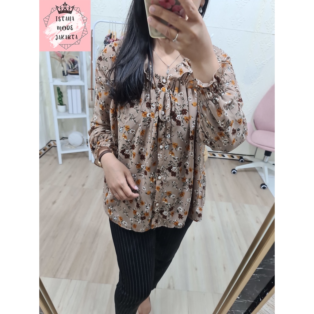 ISTANA MODE JAKARTA Sonya Jumbo baju atasan wanita terbaru blouse korean style blouse wanita lengan panjang-COKSU 3