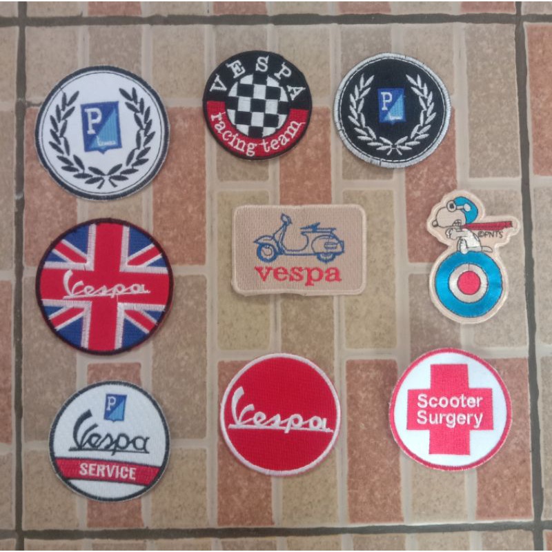 Bordir motif gambar vespa kecil untuk jaket keren semua ready bisa cod