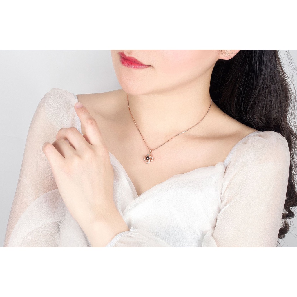 925 Perak Liontin Untuk Wanita Bor tengah empat daun sederhana (Tanpa rantai) Perhiasan Fashion