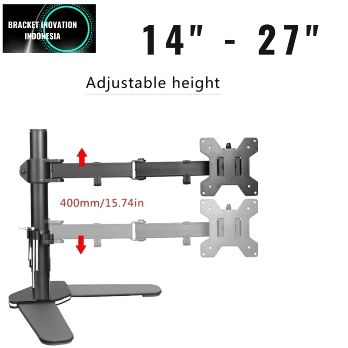 Bracket stand jepit meja single arm desk mount monitor 14-27 inci