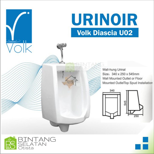 URINAL WC PRIA URINOIR KAMAR MANDI FULLSET PUSH KRAN VOLK DIASCIA U02