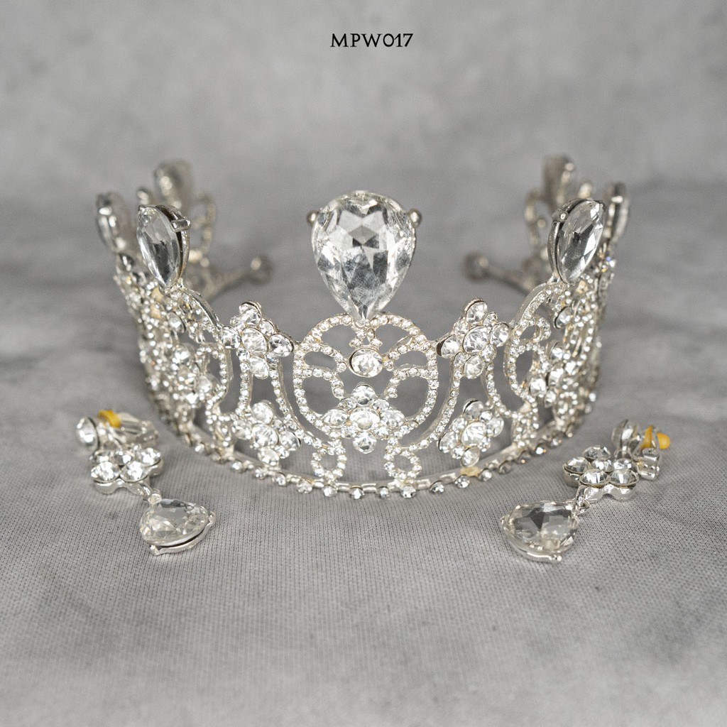 [PRODUK TERMURAH] SET MAHKOTA ANTING AKSESORIS PENGANTIN BRIDAL WEDDING MPW017