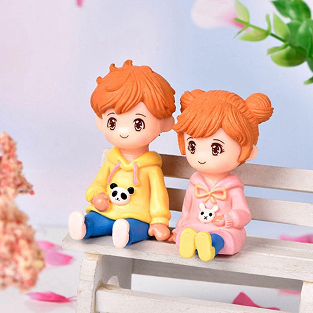 Agustina Fairy Garden Miniatur 2pcs/set DIY Anak Laki-Laki Perempuan Sweater Pasangan Girly Jantung Desktop Oranaments Lanskap Mikro