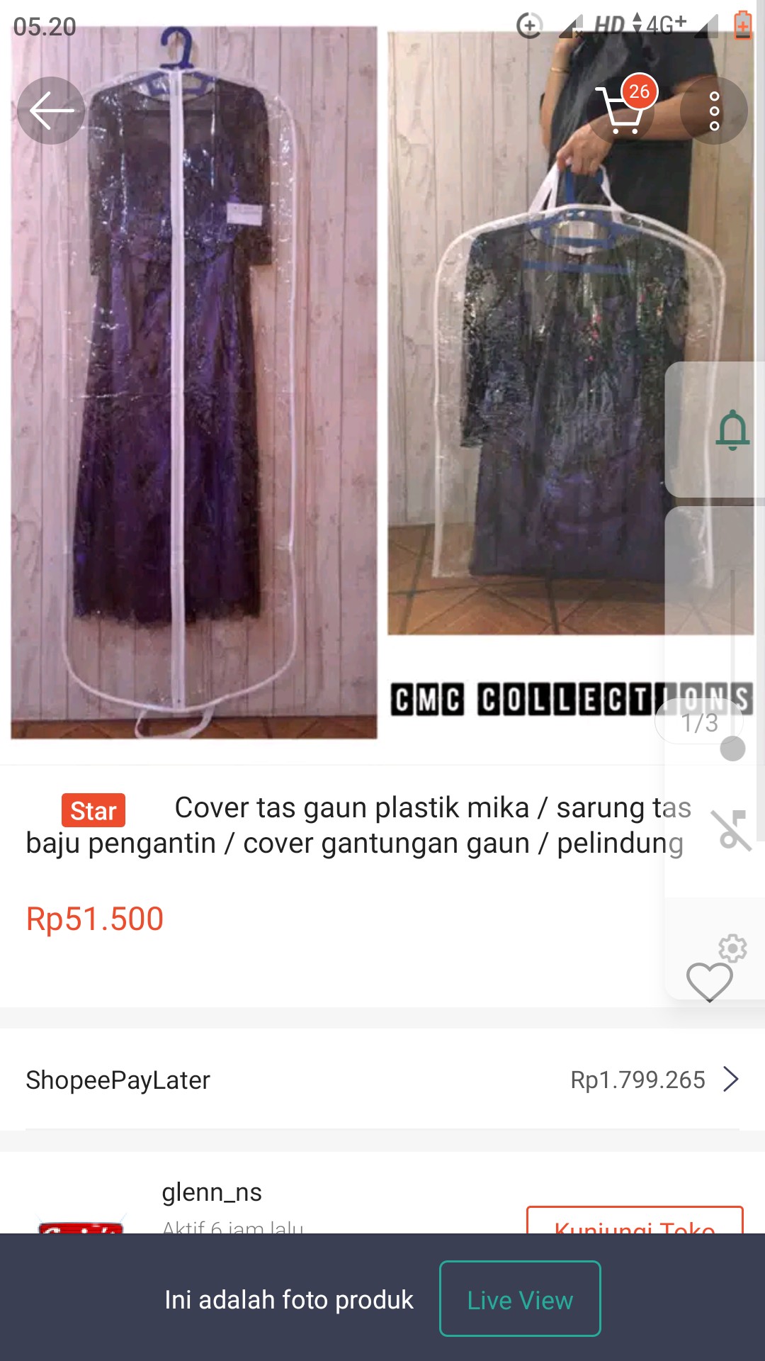 Cover Tas Gaun Plastik Mika / Sarung Tas Baju Pengantin / Cover Gantungan Gaun / Pelindung Baju Gaun