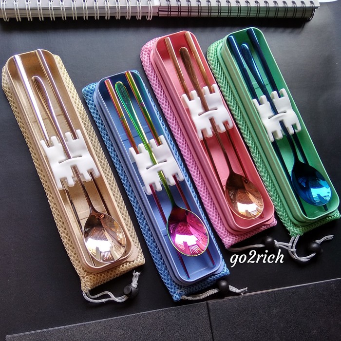 

Sendok Sumpit Set Korea Sujeo Food Grade Stainless + BOX & MESH BAG