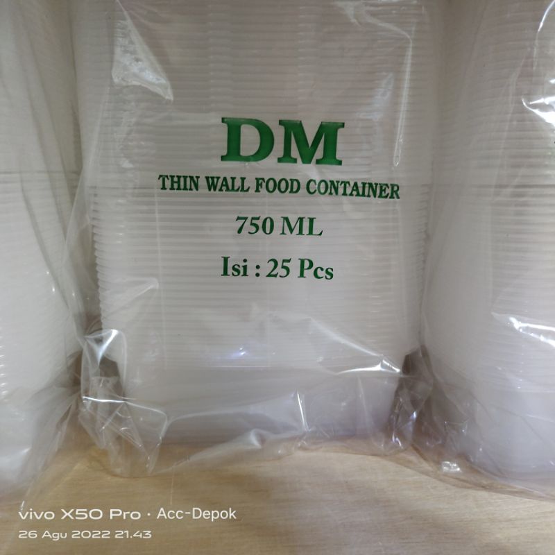 KOTAK MAKAN / FOOD CONTAINER THINWALL DM 500 650 750 1000 ML ISI 25 SET