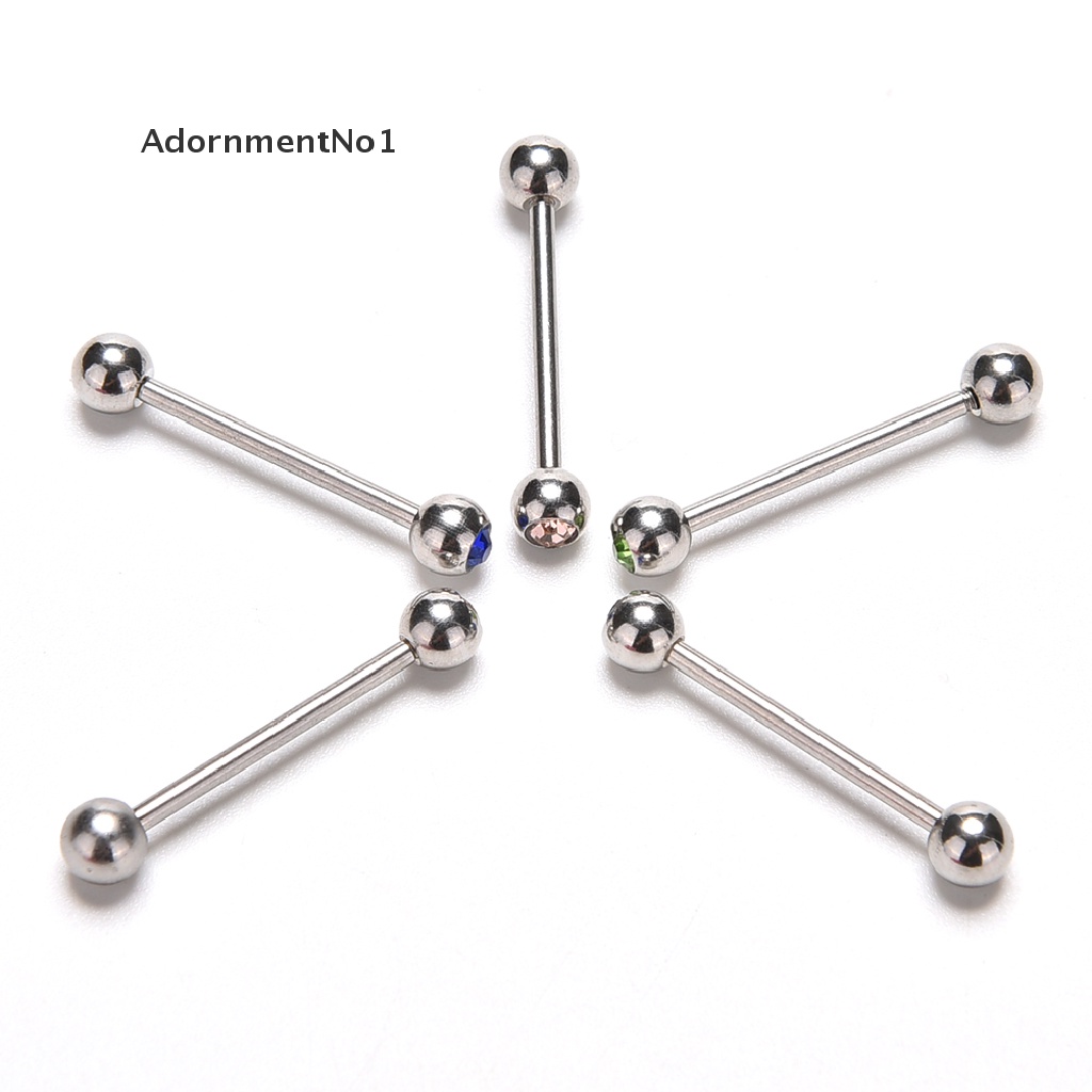 (AdornmentNo1) 5pcs / Lot Anting Tindik Lidah Bentuk Barbel Bahan Stainless Steel