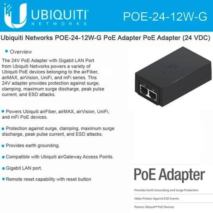 Ubiquiti PoE Adapter GP-A240-050G 24V 0.5A POE-24-12W