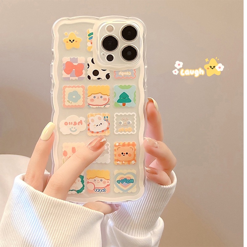 Soft Case Tpu Silikon Transparan Motif Doodle Kotak Untuk IPhone 13 11 12 Pro Max X XR XS Max 7 8 Plus 13 Mini 12 Mini SE2020