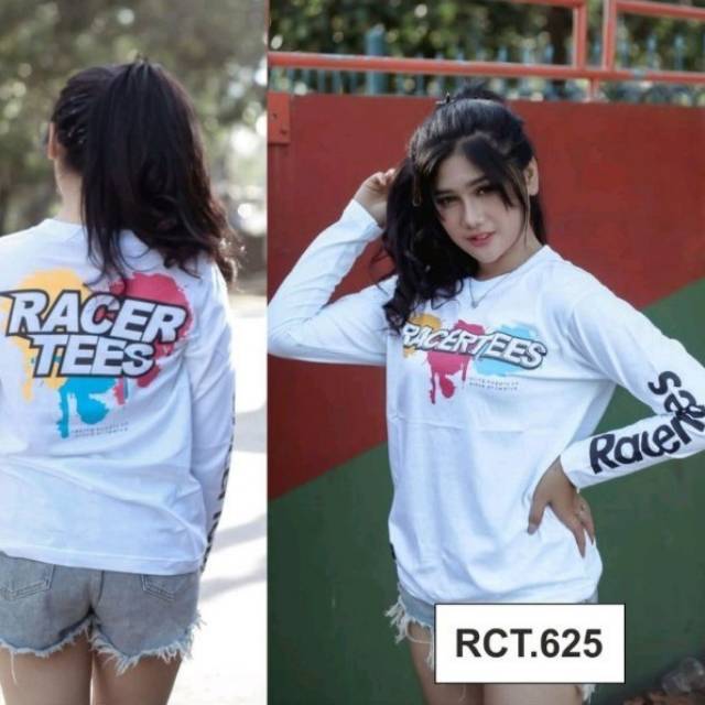 Kaos Tshirt Distro Racing Hell Fullprint Lengan Panjang Putih - Kaos Motor Racing Tees Keren