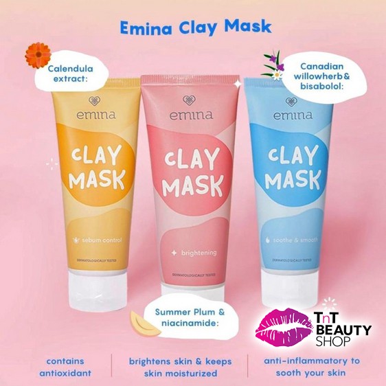 Emina Clay Mask 60ml Soothe Brightening Sebum Shopee Indonesia