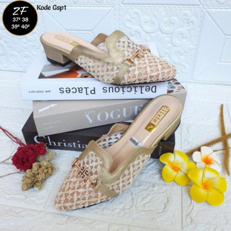 Sepatu Hak Tinggi Wanita Slop Elzy Buckle