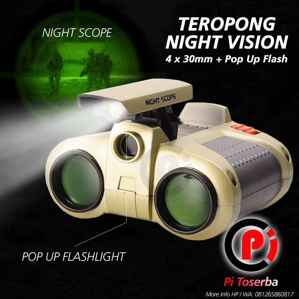 Teropong Night Scope 4 x 30mm Binoculars with Pop-Up Light