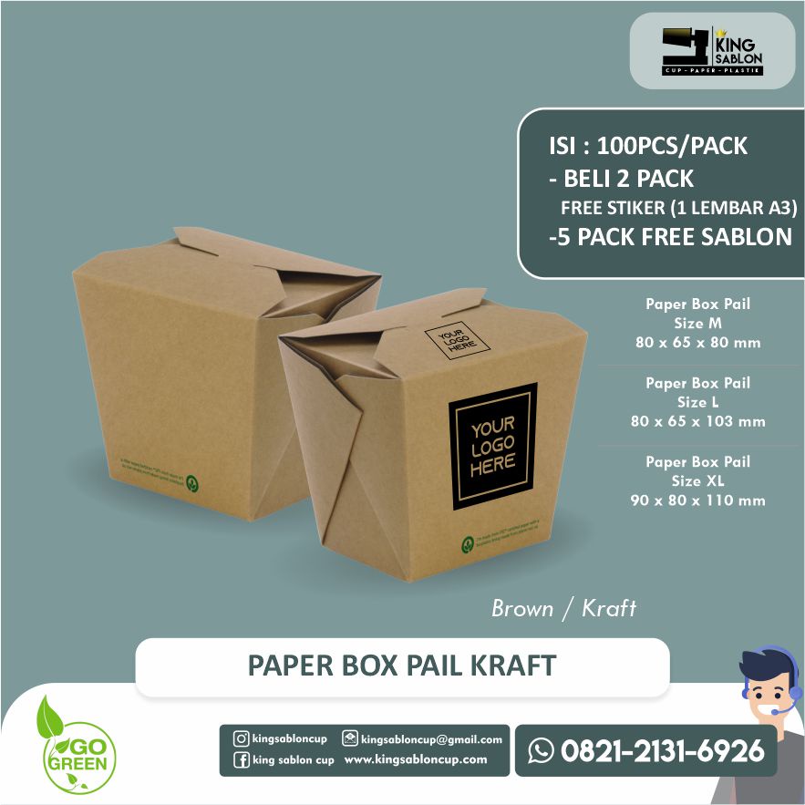 

paper box pail sablon printing (kraft, ivory)