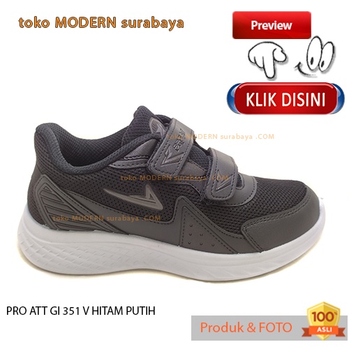 PRO ATT GI 351 V HITAM PUTIH sepatu anak sekolah sepatu sneaker velcro