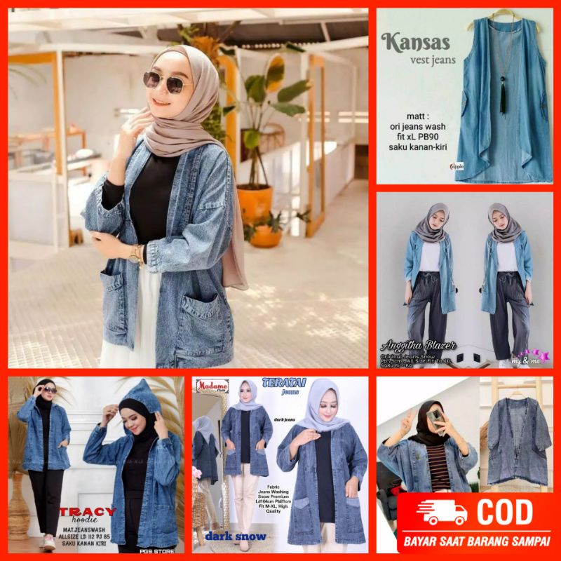 OUTER JEANS WANITA BEST SELLER // CARDIGAN JEANS WANITA // BLAZER WANITA HODIE JEANS