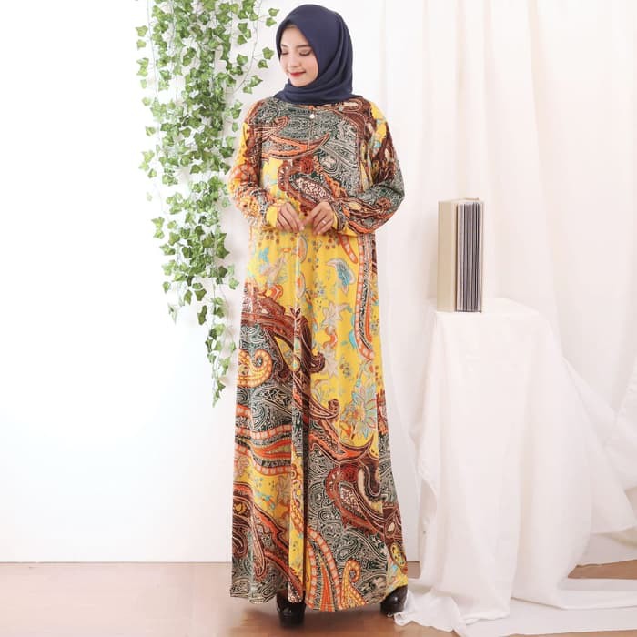 BAJU Baju Gamis Wanita Terbaru Gamis Busui Jumbo Jersey Korea 4L 9879 GAMIS MUSLIM