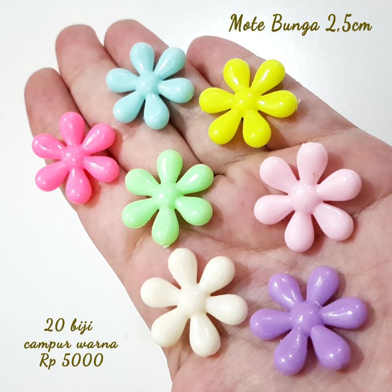 20 biji Manik Mote Bunga Besar Diameter 2,5cm Bahan Aksesoris.Strap Masker