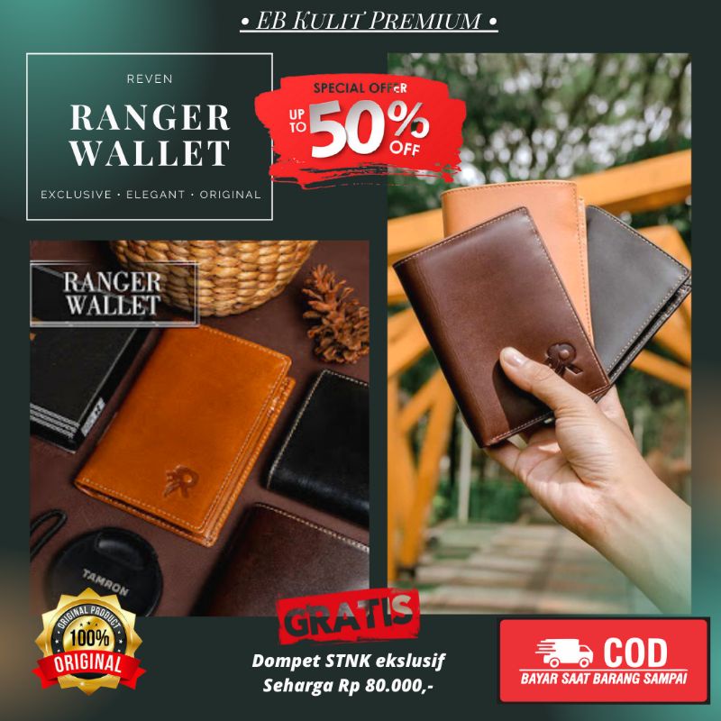 dompet kulit pria murah lipat asli original reven ranger wallet dompet cowok murah kulit sapi asli a