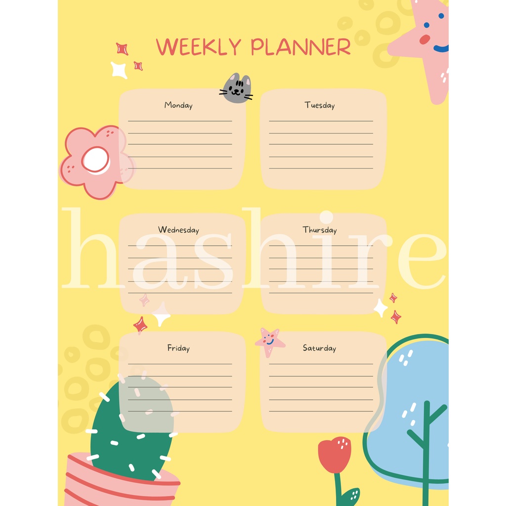 [HASHIRE] 50+ tema/ Weekly Planner A5 BOOK PAPER Perencanaan Harian Study Journal Study Planner Notes List To Do/ PART 2