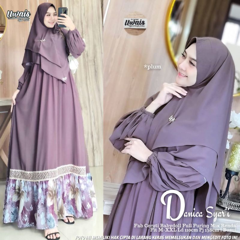 Danica Syari Ori Uwais Gamis Syari Set Khimar