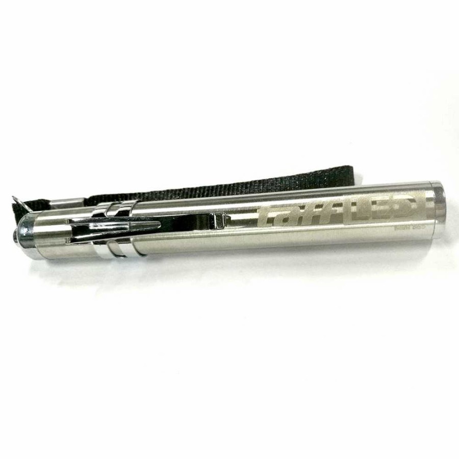 Senter LED Mini Baterai 1xAAA XML Cree 865 Silver Stainless Pen Tali