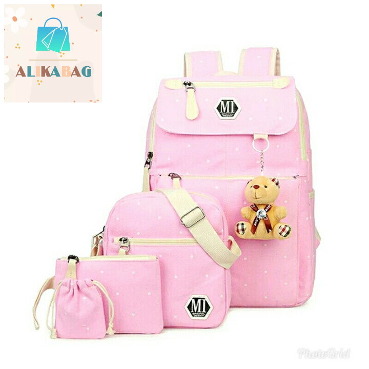 ALIKA BAG - Tas Ransel Sekolah Wanita Motif Pulkadut Multifungsi 4in1