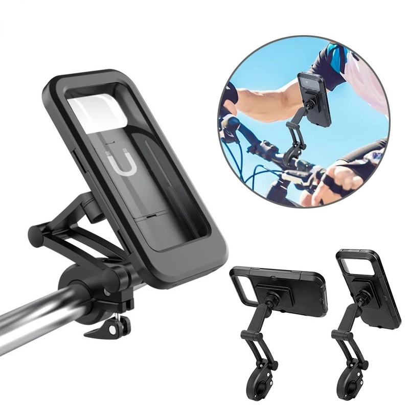 Bracket Dudukan Handphone Universal Tahan Air Anti Goyang Rotasi 360 ° Untuk Aksesoris Sepeda Mtb