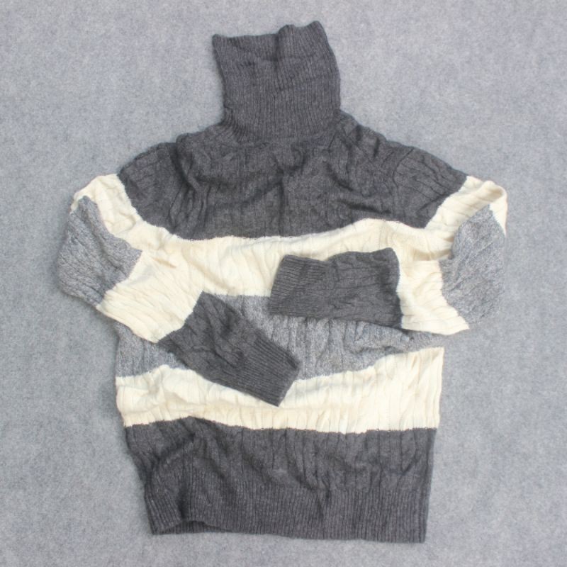Sweater Rajut Turtleneck Hangten Dark Grey 3Tone Misty Laris Murah
