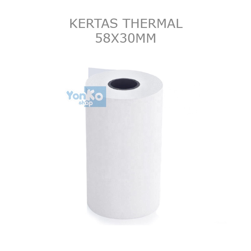

Kertas Thermal 58x30mm Kertas Struk / Receipt untuk Printer Thermal Bluetooth Size isi 1 Roll