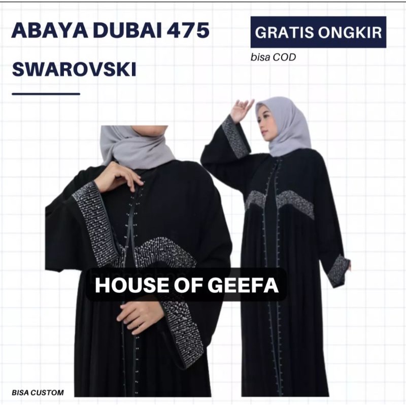 House of Geefa - Abaya Gamis Hitam- Abaya Dubai 475 - Abaya Turkey Mewah 2022 - New Abaya Bordir Ara