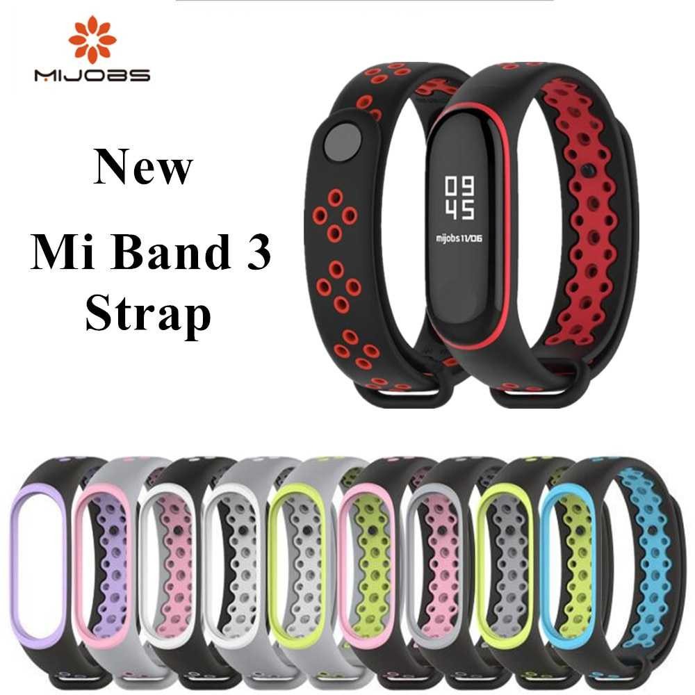 Bayar Ditempat Mijobs Sport Strap Watchband Breathable Silicone Xiaomi Mi Band 3/4