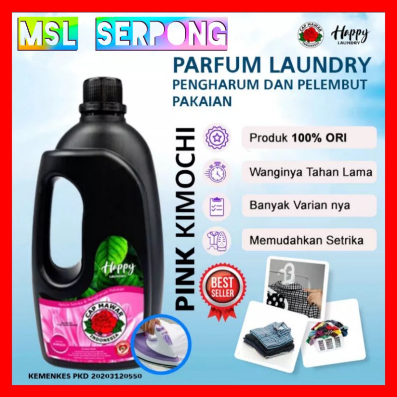 PARFUM HAPPY LAUNDRY AROMA KIMOCHI (PINK) 1 LITER / PELICIN DAN PEWANGI PAKAIAN / PARFUM LAUNDRY