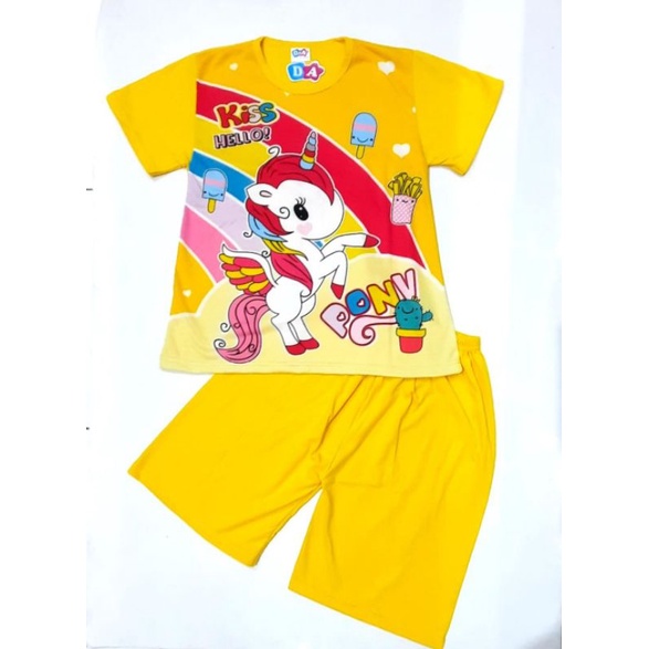 Setelan Anak Perempuan - Setelan Baju Anak Perempuan DA Jumbo Celana Pendek Mall