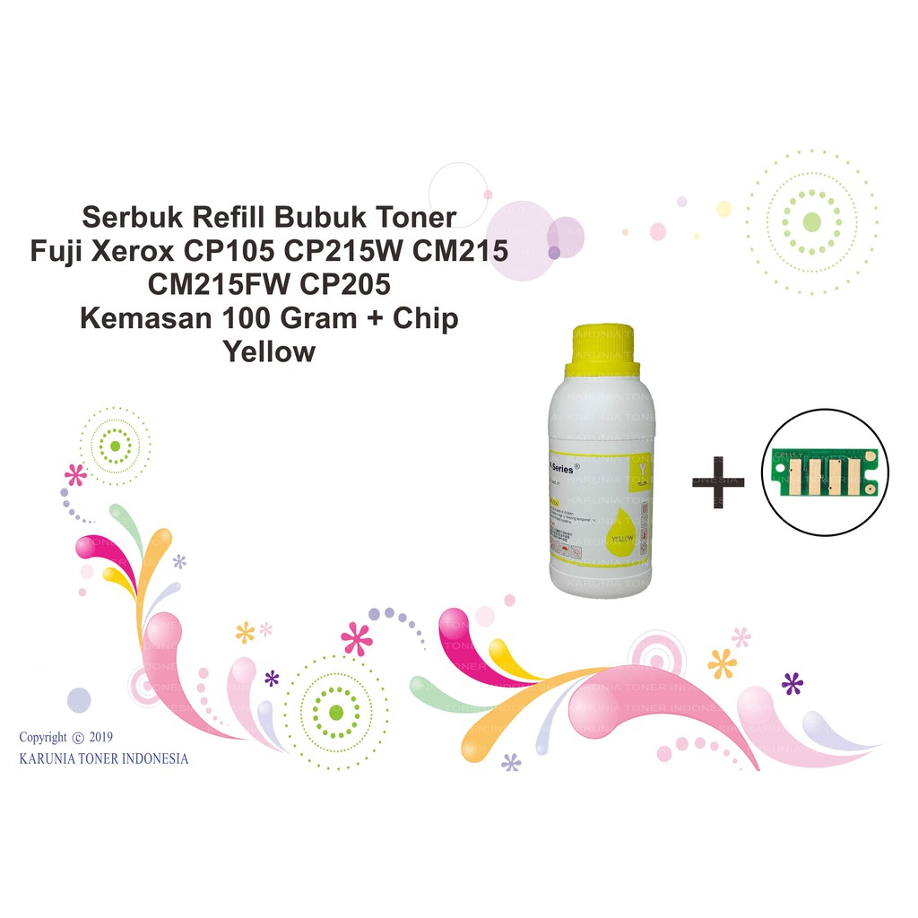 Serbuk Toner For Fuji Xerox + Chip CP215W CM215 CM215fw CP205 CP205w CM205w Kemasan 100 Gram CMYK