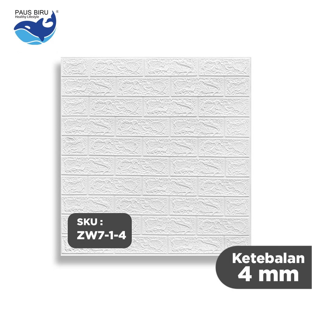 Wallpaper Dinding 3D bata / wallpaper 3D Foam 77x70cm Tebal 4mm High Quality | 4 mm Wallfoam | Bata-PUTIH 4MM