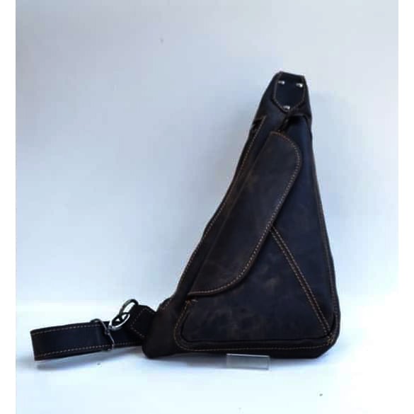Tas Selempang Pria Kulit Tas Pistol Kulit Tas Salempang Dada Kulit Asli Hitam Abstrak