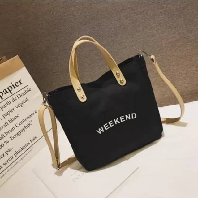 Mini Korean Canvas Weekend Slingbag / Tas Kanvas Slempang Weekend Fashion