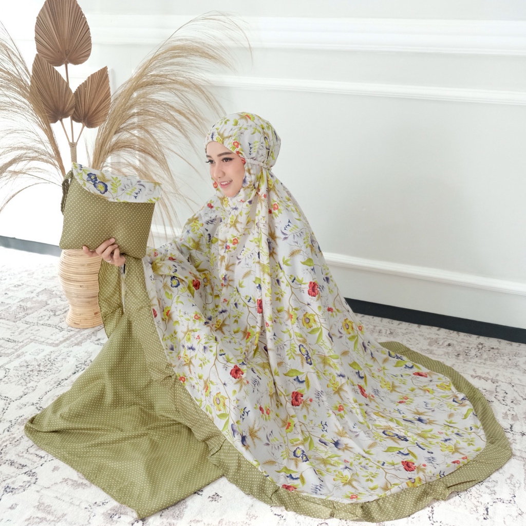 putri dania mukena dewasa  rayon bali flower variasi rampel  jumbo